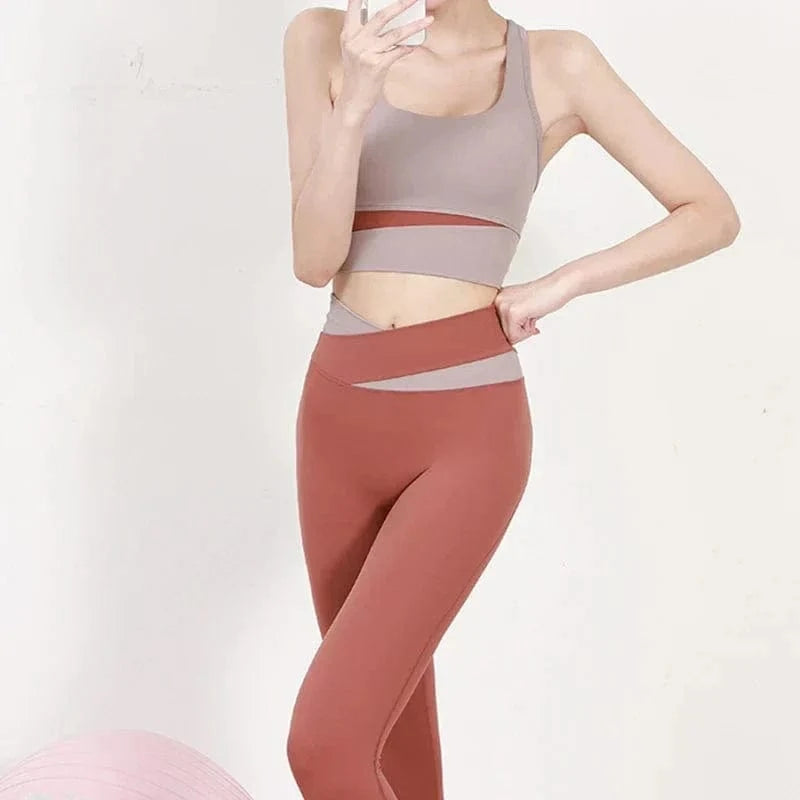 Ensemble 2 Pièces Combinaison de Yoga Design Croisé