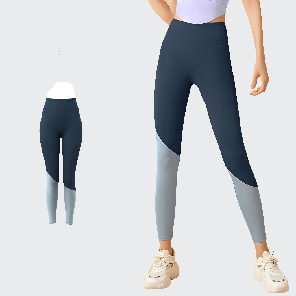 Pantalon de Yoga Femme Slim Bicolore